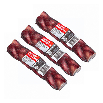 3PK Blackdog Braided Beef Bully Sticks Dog/Pet Treat