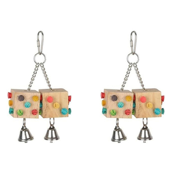 2x Nature Island 13cm Dual Wooden Dice Interactive Fun Pet Toy