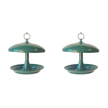 2PK Percell Metal Outdoor Hanging Bird Feeder - Green