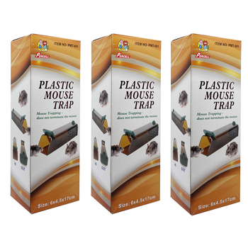 3PK Purcell Portable Plastic Mouse Rodent Trap 6x4.5x17cm