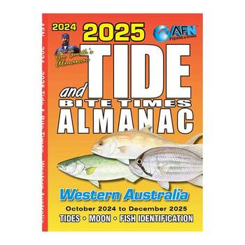 AFN 2025 Tide & Bite Time Wa Fishing Guide 108-Pages 11.5x10.5cm