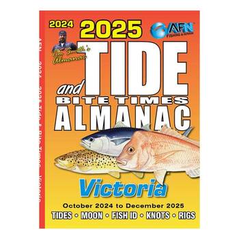 AFN 2025 Tide & Bite Time VIC Fishing Guide 108-Pages 11.5x10.5cm