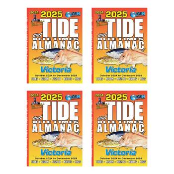 4PK AFN 2025 Tide & Bite Time VIC Fishing Guide 108-Pages 11.5x10.5cm