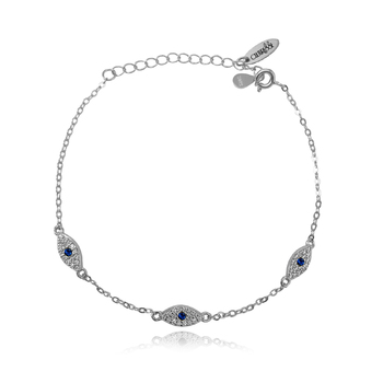 Culturesse Birdie Evil Eye 24.8cm Adjustable Bracelet - Silver