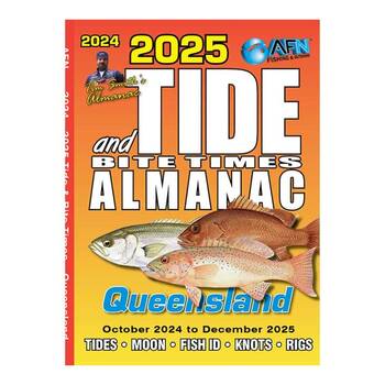AFN 2025 Tide & Bite Time QLD Fishing Guide 108-Pages 11.5x10.5cm