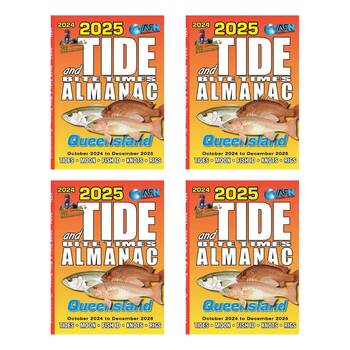 4PK AFN 2025 Tide & Bite Time QLD Fishing Guide 108-Pages 11.5x10.5cm