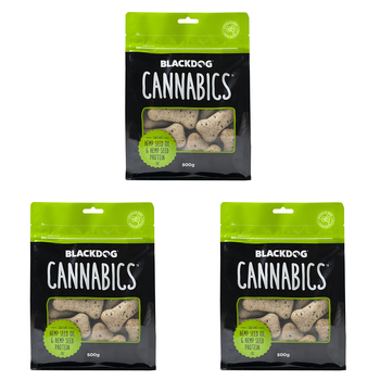 3PK Blackdog Cannabics Dog Treats Hemp Seed Oil/Protein 500g
