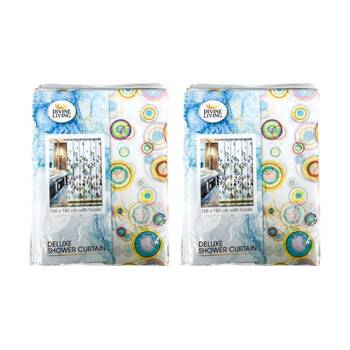 2PK Divine Living Deluxe Shower Curtain w/ Hooks 50gsm 165x170cm Assorted