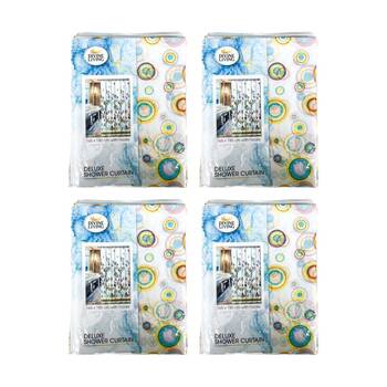 4PK Divine Living Deluxe Shower Curtain w/ Hooks 50gsm 165x170cm Assorted