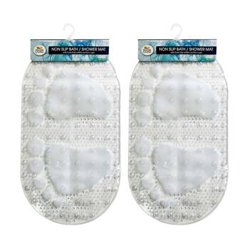 2PK Divine Living Non Slip Bath/Shower Mat w/ PVC Suction Cups 38x69cm White
