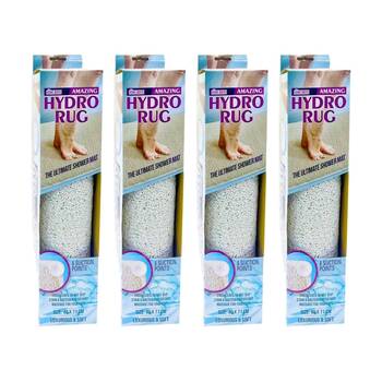 4PK HomeBrite Anti Slip Hydro Shower Mat w/8 Suction Points 40x71cm White