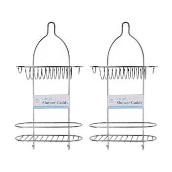 2PK Divine Living Shower Caddy Chrome Storage Organiser 26x11x51cm Silver