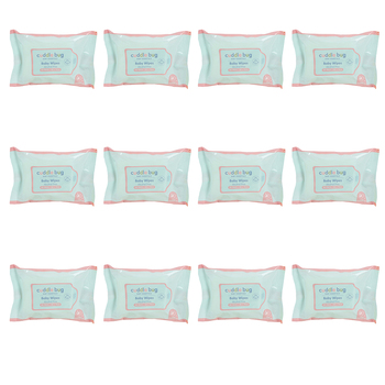 24x 20pc Cuddle Bug Fragrance Free Baby Wipes 14cm Pink/Blue