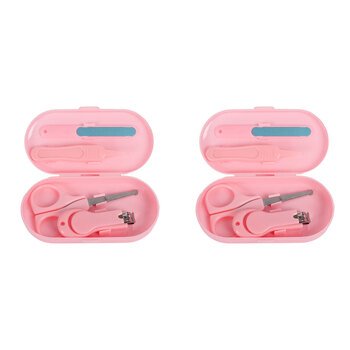 2x 4pc Cuddle Bug Baby Grooming Nail Care Set In Case Asst Pink & Blue