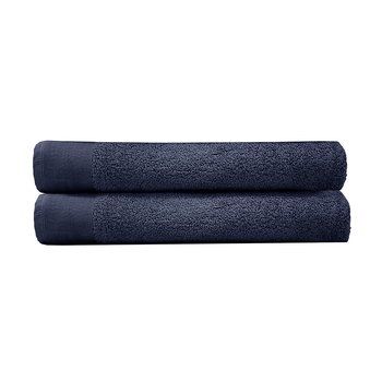 2pc Bambury Ultra soft Elvire Bath Sheet 2 Pack Navy Cotton Woven