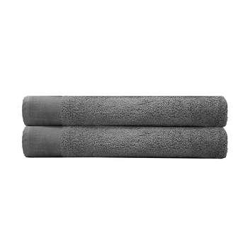 2pc Bambury Ultra soft Elvire Bath Sheet 2 Pack Pewter Cotton Woven