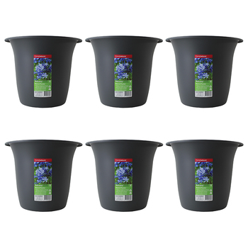 6PK Homeleisure Balconia Round Pot Planter 35cm Charcoal Garden 
