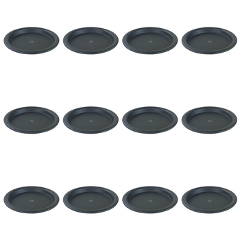 12PK Homeleisure Balconia Round Saucer For 25cm Pot Charcoal Garden 