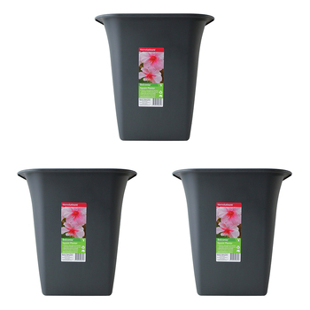 3PK Homeleisure Balconia Square Pot Planter 35cm Charcoal Garden 