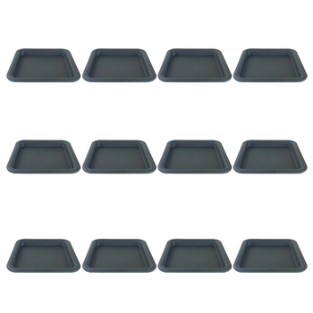 12PK Homeleisure Balconia Square Saucer For 25cm Pot Charcoal Garden 