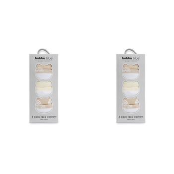 2x 3pc Bubba Blue Nordic Baby/Childrens Face Washer, Vanilla/Latte