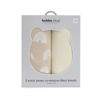 2pc Bubba Blue Nordic Baby Jersey Co-Sleeper Fitted Sheet, Vanilla/Latte