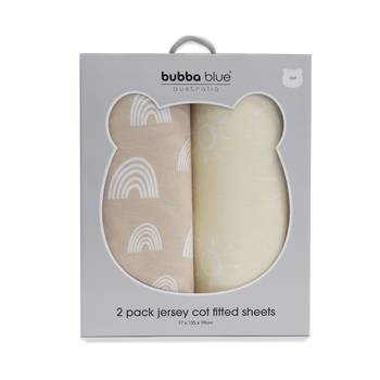 2pc Bubba Blue Nordic Baby Jersey Cot Fitted Sheet, Dusty Vanilla/Latte