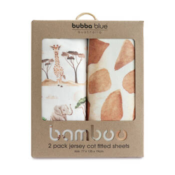 2pc Bubba Blue Bamboo Adventure Jersey Cot Fitted Sheets 77x135cm