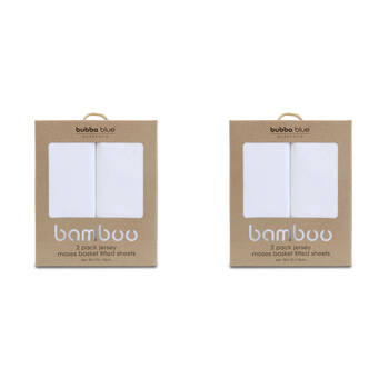 2x 2pc Bubba Blue Soft Jersey Moses Basket Fitted Baby Bed Sheets