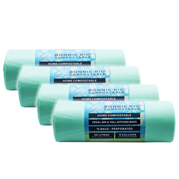 4x 15PK Bonnie Bio Compostable 30L Pedal Bin & Tall Kitchen Bags