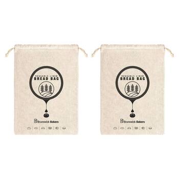 2PK Brunswick Bakers Reusable Linen Bread Bag Drawstring Storage 30x40cm