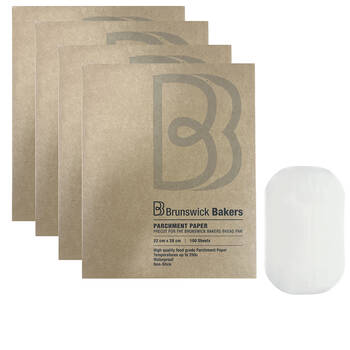 4PK Brunswick Bakers Non-Stick Parchment Paper 100 sheets 22x28cm