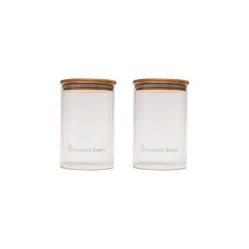 2pc Brunswick Bakers 1000ml Glass Starter Jar w/ Bamboo Lid Set - Clear