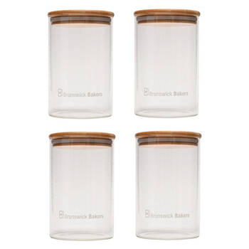 2x 2pc Brunswick Bakers 1000ml Glass Starter Jar w/ Bamboo Lid Set - Clear