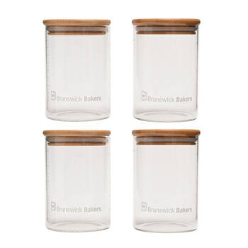 2x 2pc Brunswick Bakers 500ml Glass Starter Jar w/ Bamboo Lid Set - Clear