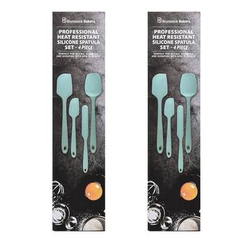 2x 4pc Brunswick Bakers Spatula Cyan Silicone Cooking Baking 28cm