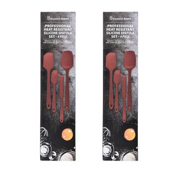 2x 4pc Brunswick Bakers Spatula Red Silicone Cooking Baking 28cm