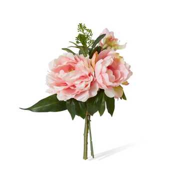 E Style Artificial 33cm Plastic Peony Sophia Bouquet - Pink