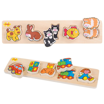 2x 6pc Bigjigs Toys 33cm Chunky Pets/Toys Lift & Match Puzzle Set 12m+