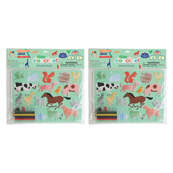 2PK Buddy & Barney Stencil & Pencil Double Pack Animals Kids 3y+