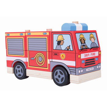 Bigjigs Toys 20.5cm Wooden Stacking Fire Engine Kids Toy 12m+