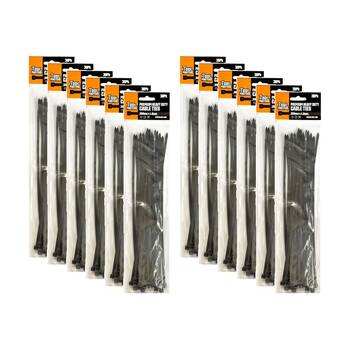 12x 30PK Tool Masters Heavy Duty Plastic Cable/Zip Ties 300x4.8mm Assorted