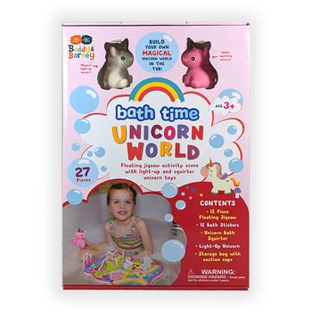 27pc Bath Time Unicorn World Floating Jigsaw Puzzle & Activities 3y+