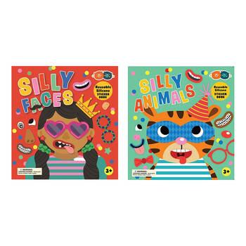 2pc Buddy & Barney Reusable Silicone Sticker Book Silly Faces & Animals 3y+