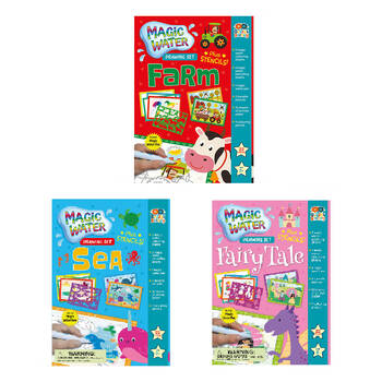 67pc Buddy & Barney Water Magic Kids Drawing Set Farm/Sea/Fairytale 3y+