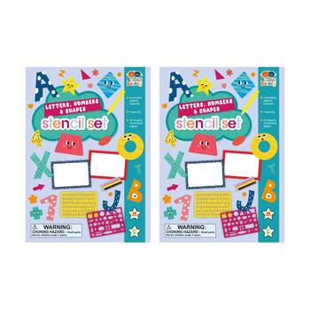 2x 7pc Buddy And Barney Stencil & Pencils Wallet Letters Shapes Numbers Book 3Y+