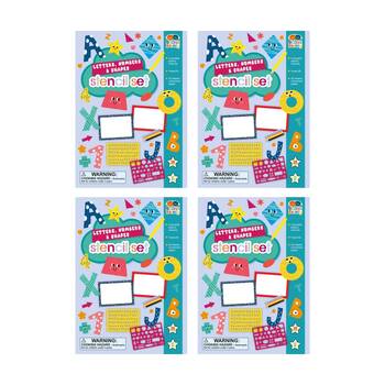 4x 7pc Buddy And Barney Stencils & Pencil Wallet Letters Shapes Numbers Book 3Y+