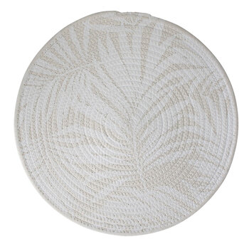 LVD Placemat Printed Leaf Ivory/White 