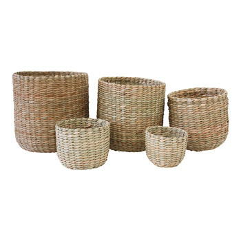 LVD 5pc Rush Woven Basket/Planter Round Set - Natural