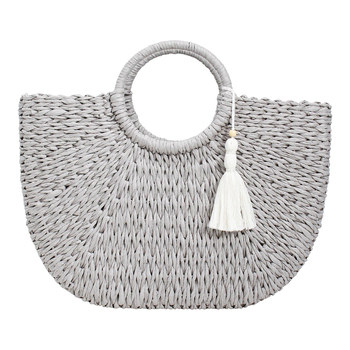 LVD Woven 44cm Paper Shopper Basket Ladies/Women's Handbag - Pewter